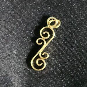 Antique Vintage Double S Swirl Gold Fill Pendant Charm Estate Twist 7/8" x 1/4"